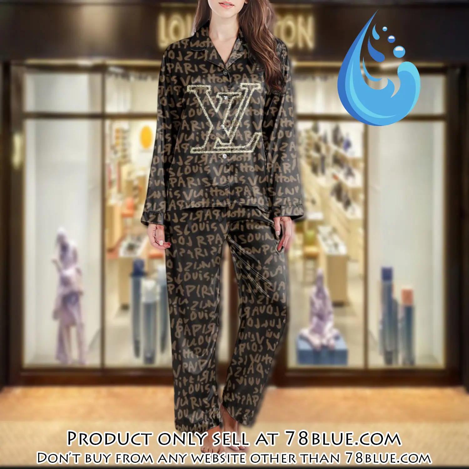 Lv monogram long satin pajama set pjs1032 78b2030187